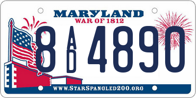MD license plate 8AD4890