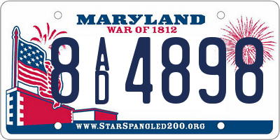 MD license plate 8AD4898