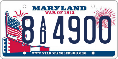 MD license plate 8AD4900