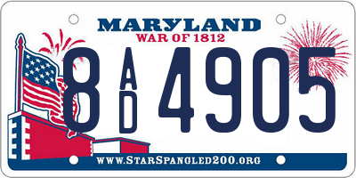 MD license plate 8AD4905