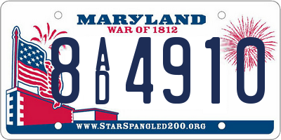 MD license plate 8AD4910