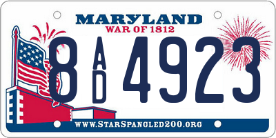 MD license plate 8AD4923