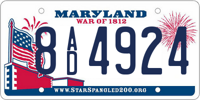 MD license plate 8AD4924