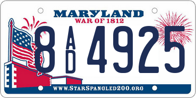 MD license plate 8AD4925