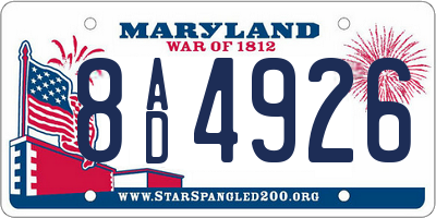 MD license plate 8AD4926