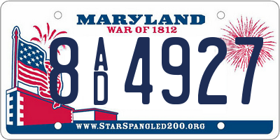 MD license plate 8AD4927