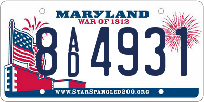 MD license plate 8AD4931