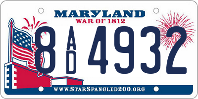 MD license plate 8AD4932
