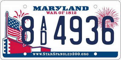 MD license plate 8AD4936