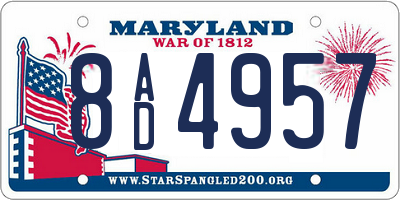 MD license plate 8AD4957