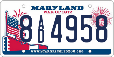 MD license plate 8AD4958