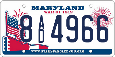 MD license plate 8AD4966