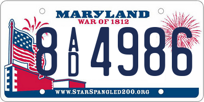 MD license plate 8AD4986