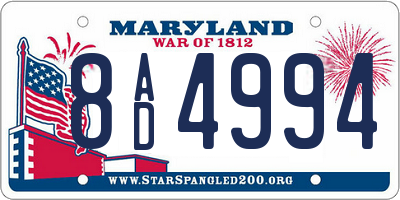MD license plate 8AD4994