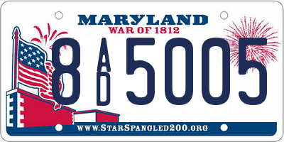 MD license plate 8AD5005
