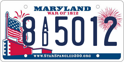 MD license plate 8AD5012