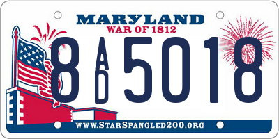 MD license plate 8AD5018