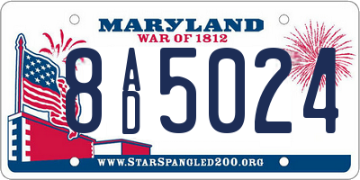 MD license plate 8AD5024