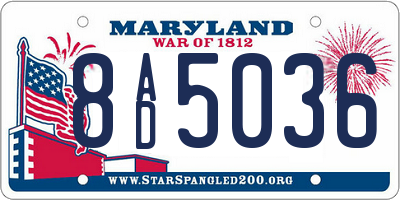 MD license plate 8AD5036