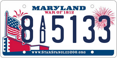 MD license plate 8AD5133