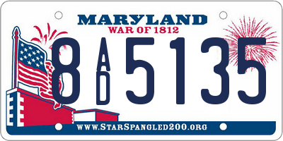 MD license plate 8AD5135