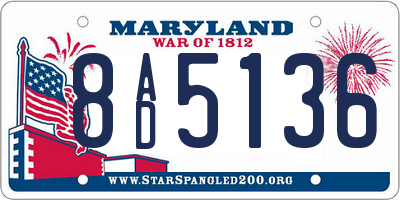 MD license plate 8AD5136
