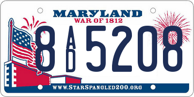 MD license plate 8AD5208