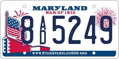 MD license plate 8AD5249