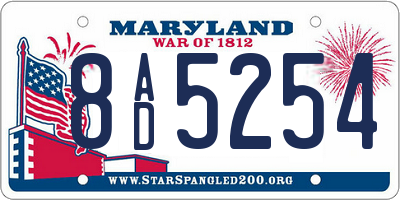MD license plate 8AD5254