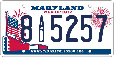 MD license plate 8AD5257