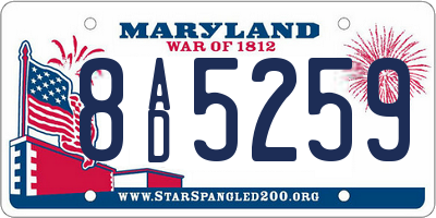 MD license plate 8AD5259