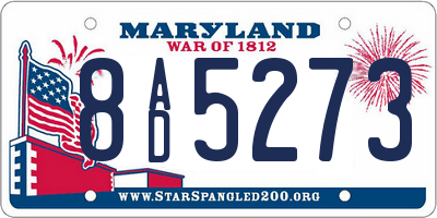 MD license plate 8AD5273
