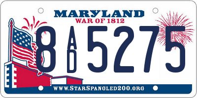 MD license plate 8AD5275
