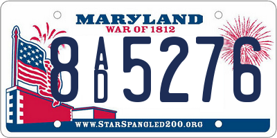 MD license plate 8AD5276