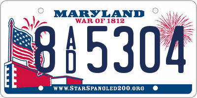 MD license plate 8AD5304