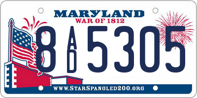 MD license plate 8AD5305