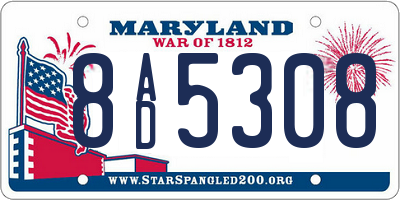 MD license plate 8AD5308