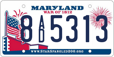 MD license plate 8AD5313