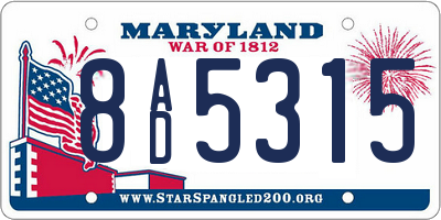 MD license plate 8AD5315