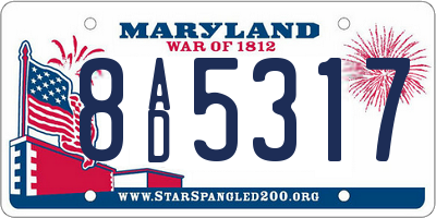MD license plate 8AD5317
