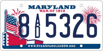 MD license plate 8AD5326