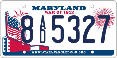MD license plate 8AD5327