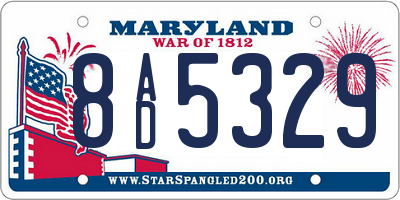 MD license plate 8AD5329