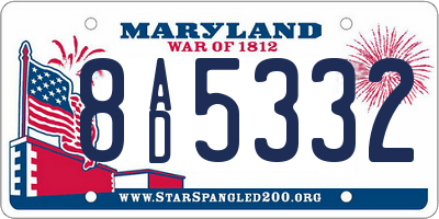 MD license plate 8AD5332