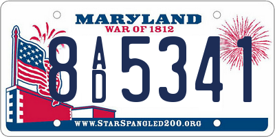 MD license plate 8AD5341