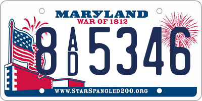 MD license plate 8AD5346