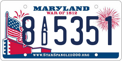 MD license plate 8AD5351