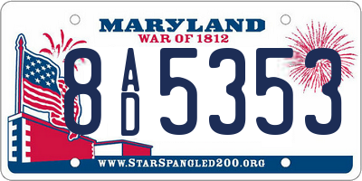 MD license plate 8AD5353