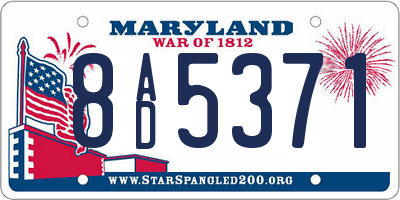 MD license plate 8AD5371