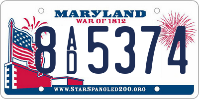 MD license plate 8AD5374